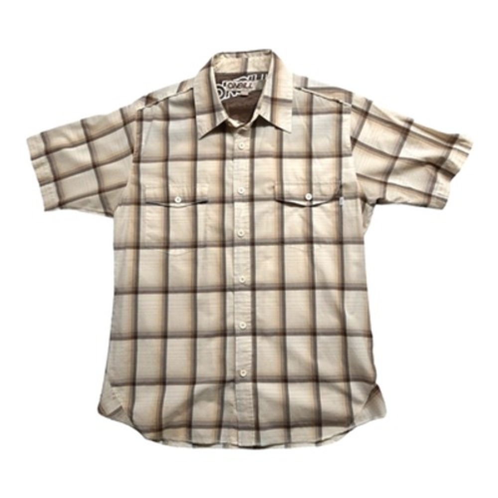 O'Neill Shirt Mens Size M Button Up Short Sleeve Plaid Brown